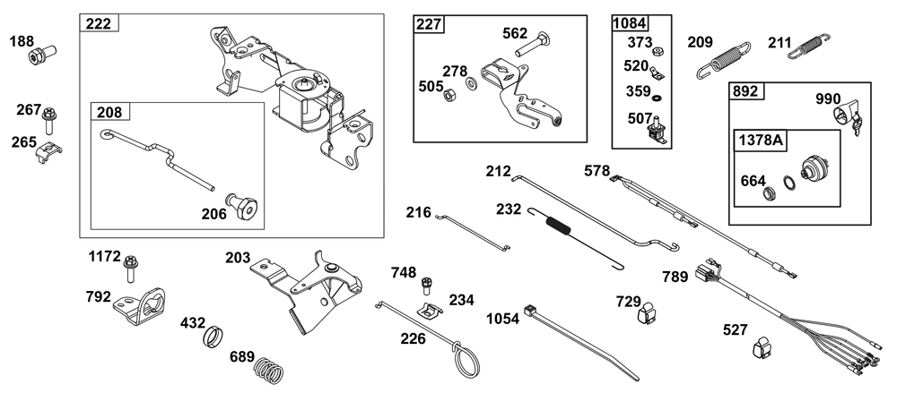 Controls Group Diagram and Parts List for 305447-0037-G1 200000 - 399999 Briggs and Stratton Engine